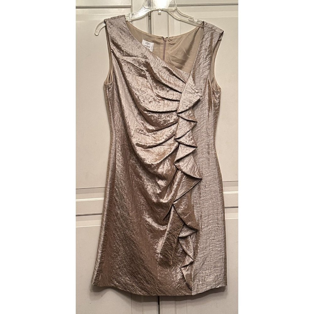 Suzi Chin By Maggie Boutique Womens‎ Taupe Sleevess Ruffle Cocktail Dress 10